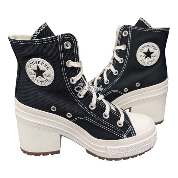 Converse Chuck 70 De Luxe Heel Platform Black Egret Sneaker Boot Womens 9 NEW - Picture 5 of 9